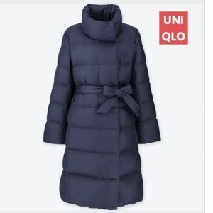 Womens Navy Blue Uniqlo Lightweight Down Stand Collar Coat Size Medium